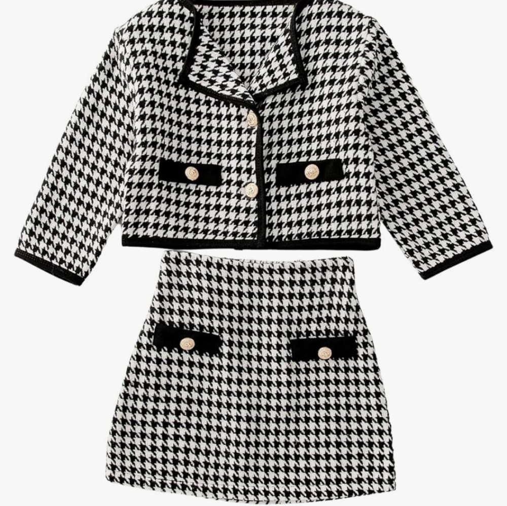 Girls houndstooth print skirt set size 8 (130)